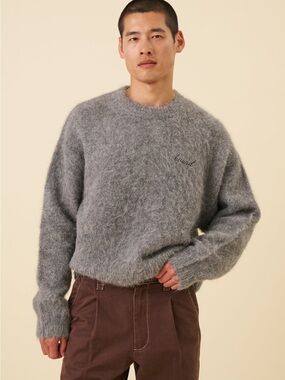 Bound DEXTER CROPPED ALPACA KNIT - GREY Size Medium
